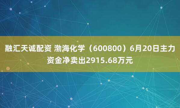 融汇天诚配资 渤海化学（600800）6月20日主力资金净卖出2915.68万元